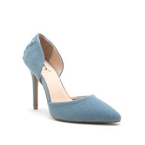 Qupid Show-02 Lt Blue Denim Pointy Pump